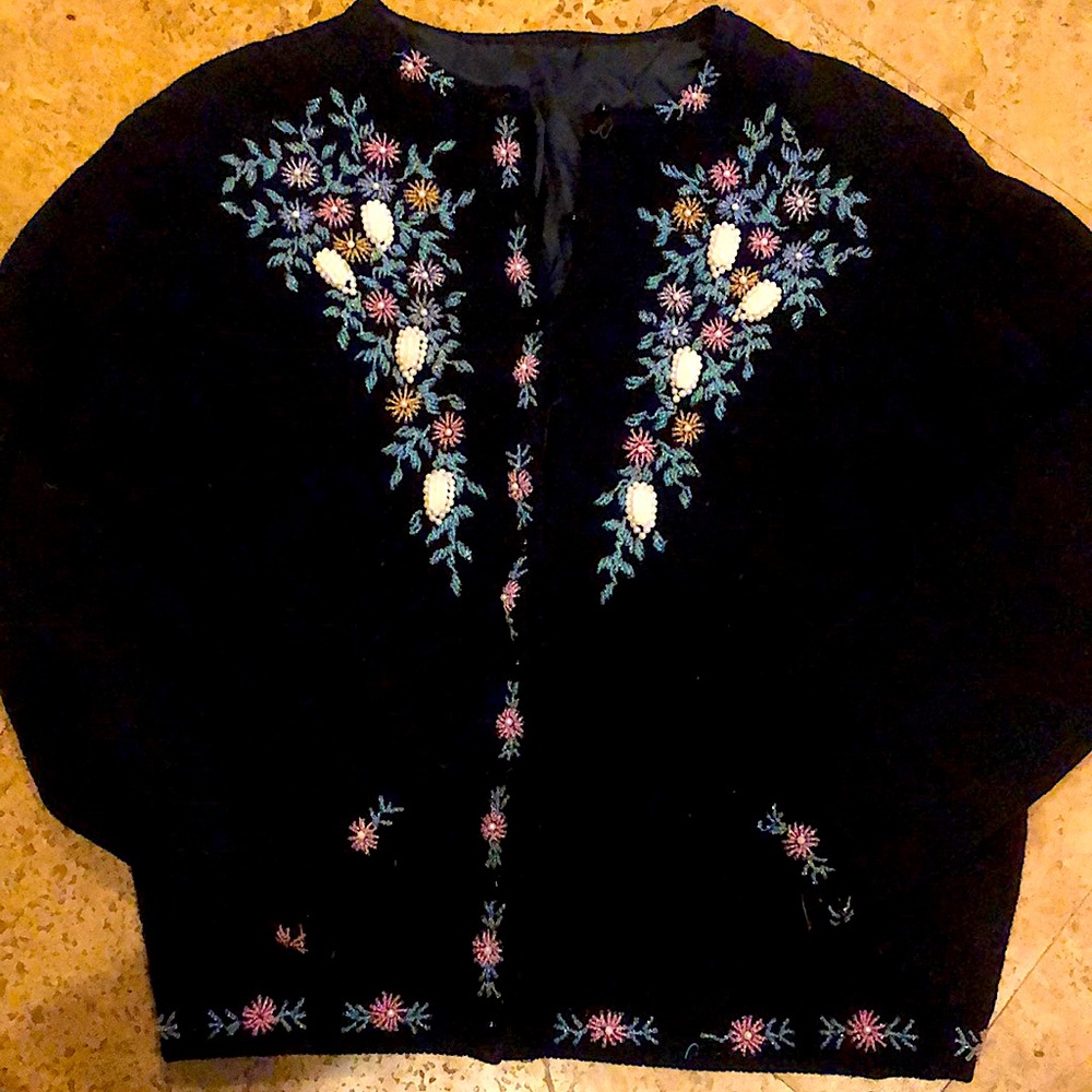 Vintage beaded black sweater